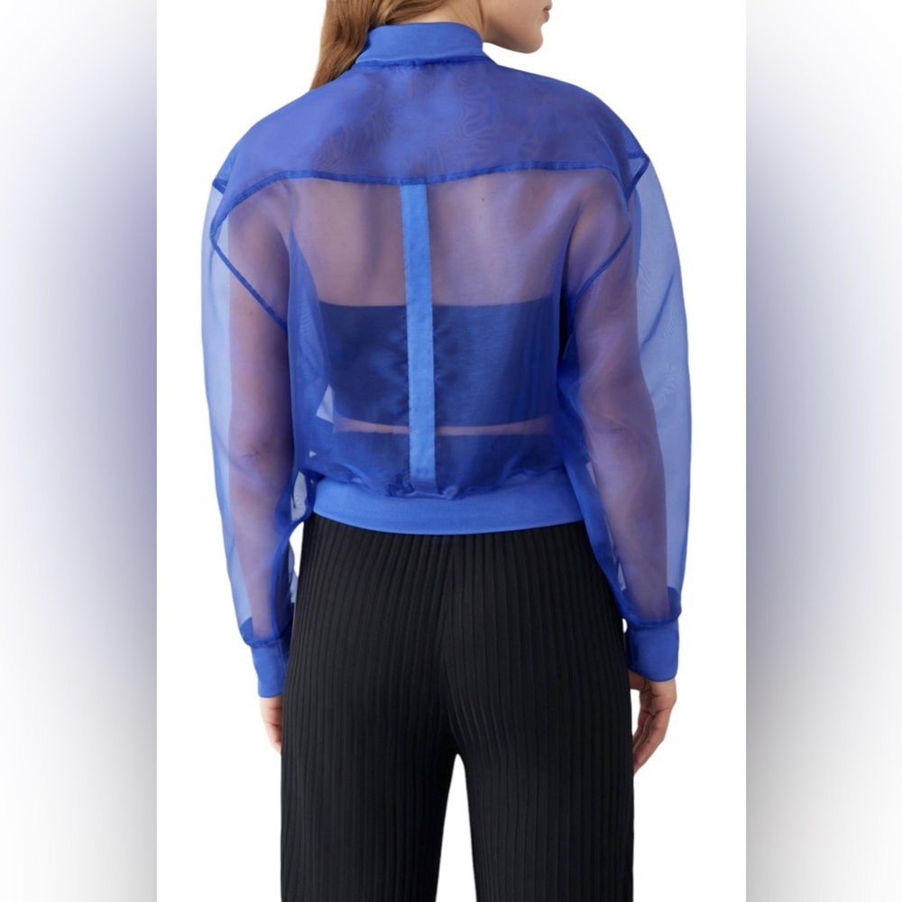 GSTQ (God Save The Queen) sheer bomber jacket in Port (red wine) / size large - Picture 4 of 13